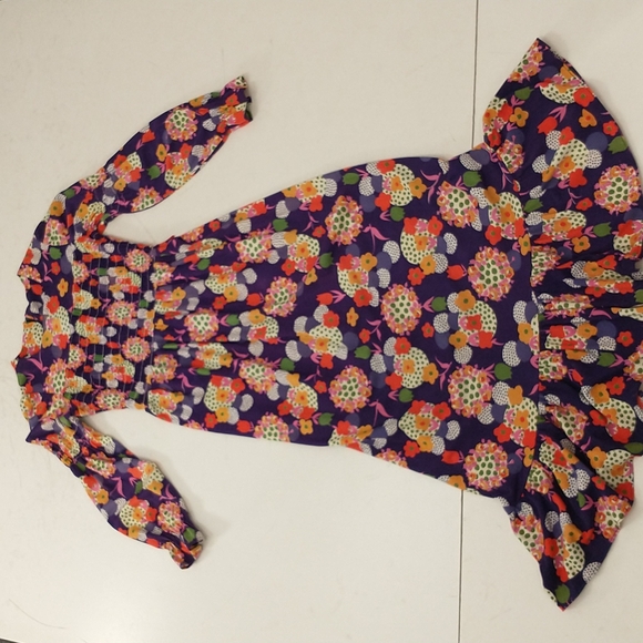 True Vintage Flower Power 70's Maxi Dress Girls Teen Mod Print See Measurements - Picture 7 of 10